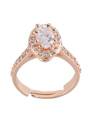Valentine's Special Rose Gold Plated Elegant Classy CZ Crystal Adjustable Finger Ring for Men & Boys  3