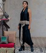 Bottle Green Halter Dhoti Set