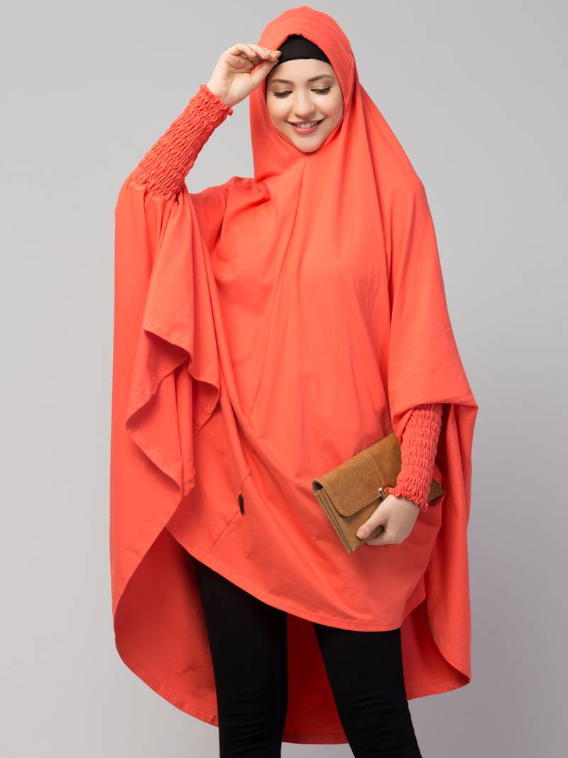 Nazneen stretchable smoking at wrist knee length Jilbab cum prayer khimar  Hijab