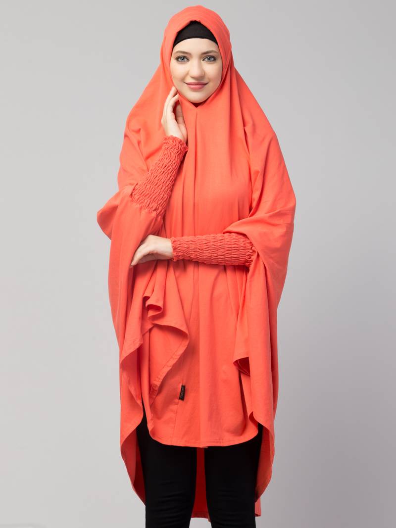 Nazneen stretchable smoking at wrist knee length Jilbab cum prayer khimar  Hijab