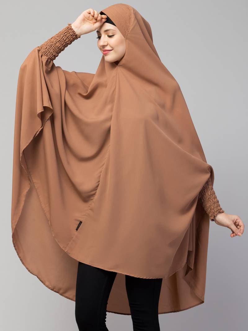 Nazneen stretchable smoking at wrist knee length Jilbab cum prayer khimar  Hijab