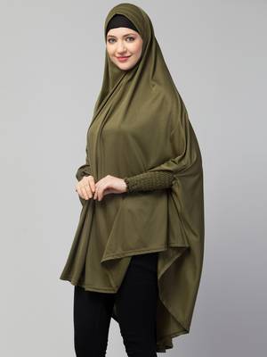 Nazneen stretchable smoking at wrist knee length Jilbab cum prayer khimar  Hijab 1