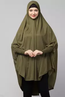 Nazneen stretchable smoking at wrist knee length Jilbab cum prayer khimar  Hijab