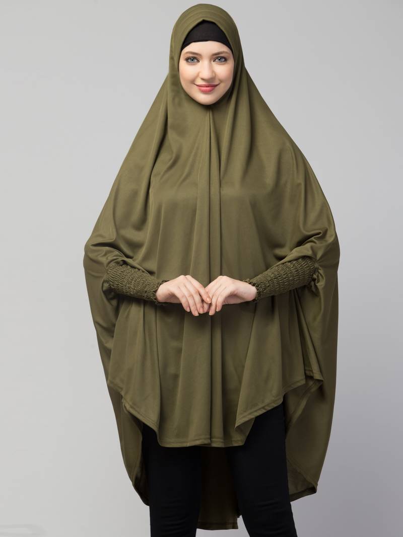 Nazneen stretchable smoking at wrist knee length Jilbab cum prayer khimar  Hijab