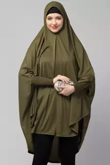 Nazneen stretchable smoking at wrist knee length Jilbab cum prayer khimar  Hijab