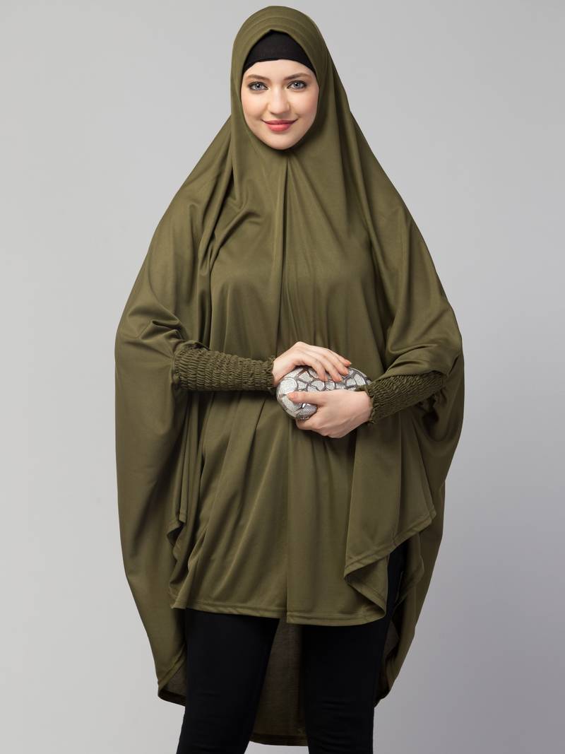 Nazneen stretchable smoking at wrist knee length Jilbab cum prayer khimar  Hijab