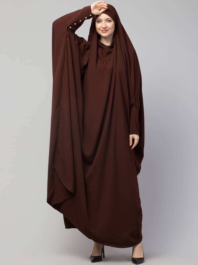 Nazneen Head to toe long cuff ready to wear one pc Jilbab with Naqab