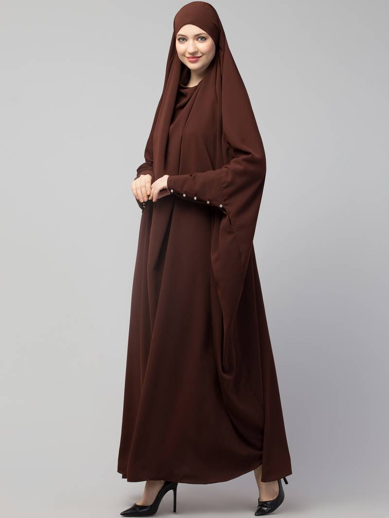 Nazneen Head to toe long cuff ready to wear one pc Jilbab with Naqab