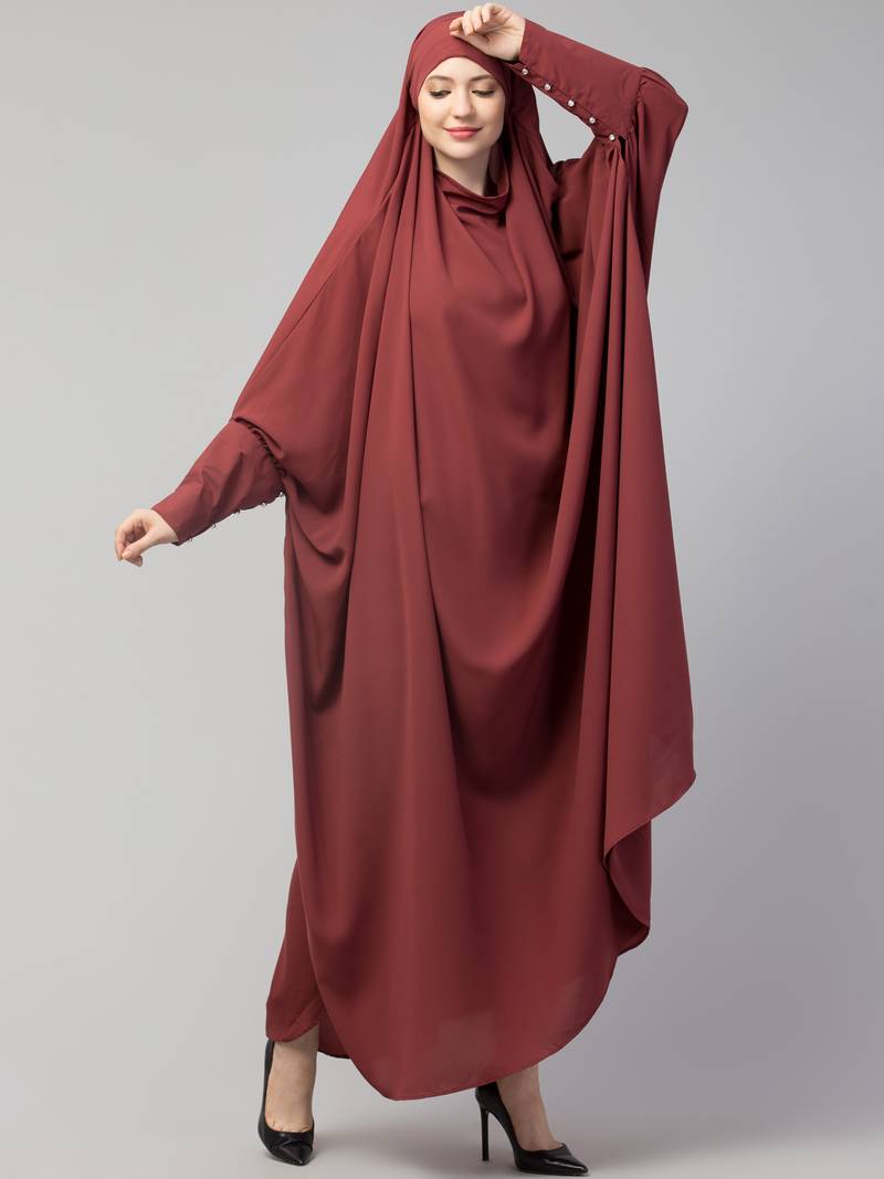 Nazneen Head to toe long cuff ready to wear one pc Jilbab with Naqab