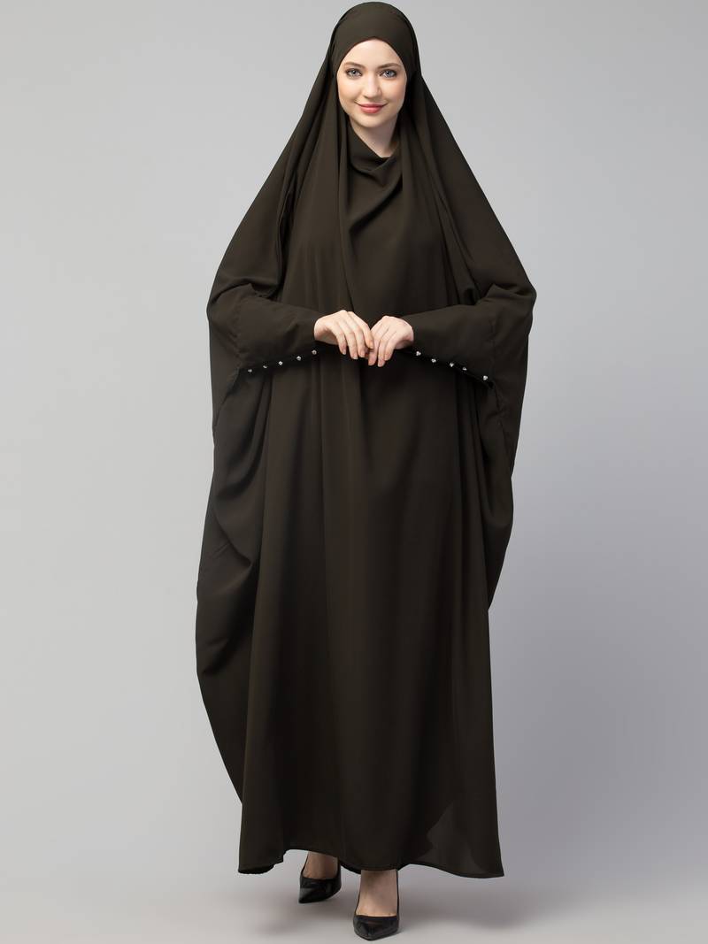 Nazneen Head to toe long cuff ready to wear one pc Jilbab with Naqab
