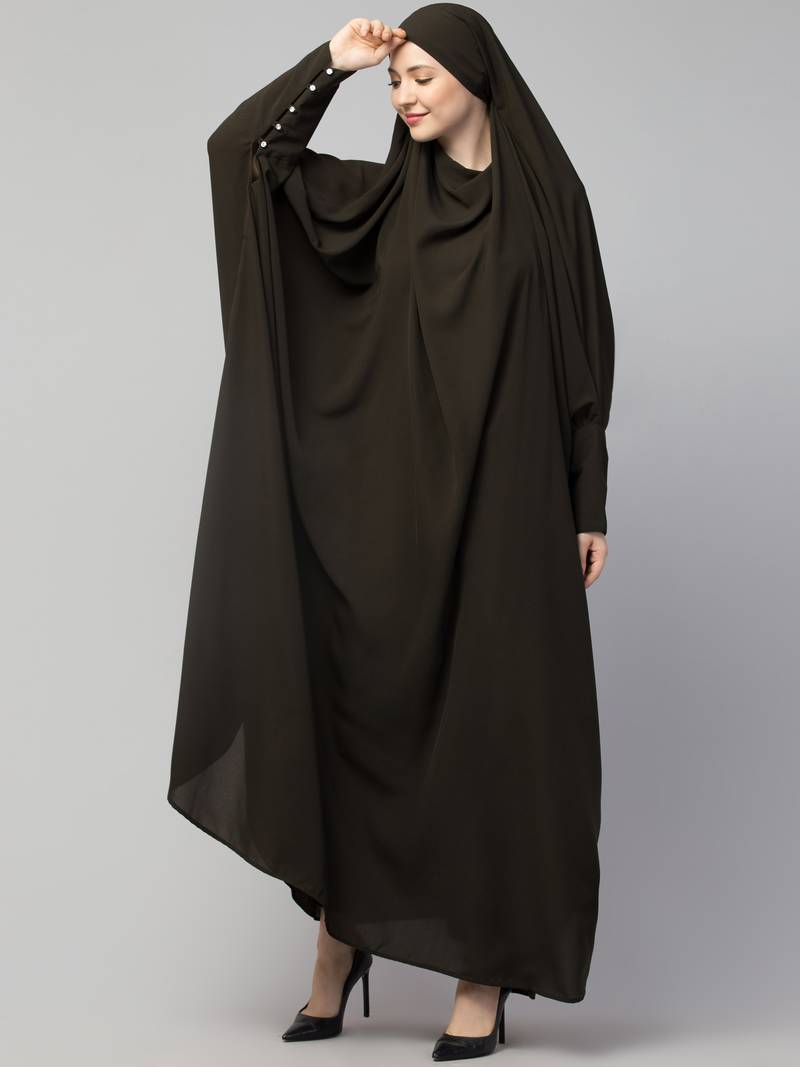 Nazneen Head to toe long cuff ready to wear one pc Jilbab with Naqab