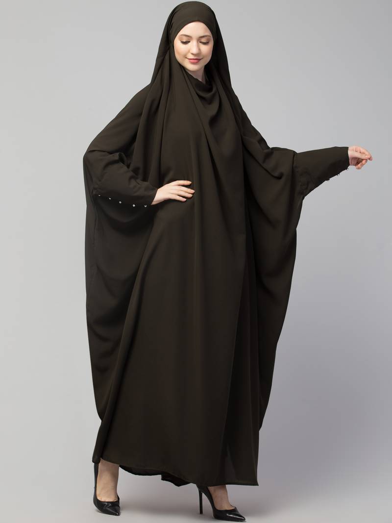 Nazneen Head to toe long cuff ready to wear one pc Jilbab with Naqab