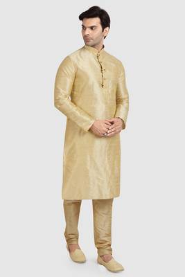 fawn art dupion silk kurta pajama set with motif 2