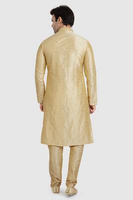 fawn art dupion silk kurta pajama set with motif 4