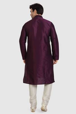 Purple plain art dupion silk kurta-pajama 4
