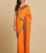 Orange Georgette Jacquard Party Wear Saree