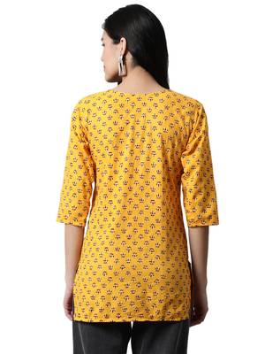 Yellow printed cotton cotton-kurtis 2