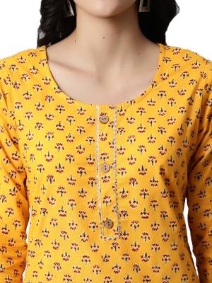 Yellow printed cotton cotton-kurtis 5