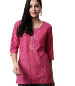 Pink printed cotton cotton-kurtis