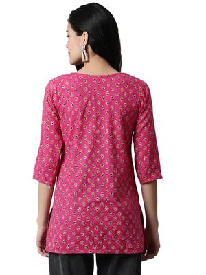 Pink printed cotton cotton-kurtis 2