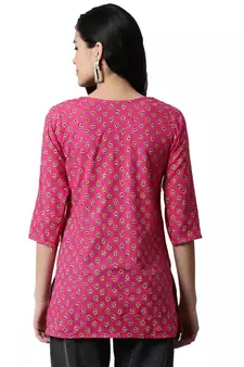 Pink printed cotton cotton-kurtis