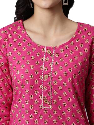 Pink printed cotton cotton-kurtis 5