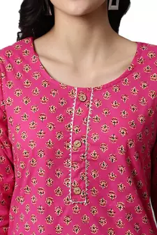 Pink printed cotton cotton-kurtis