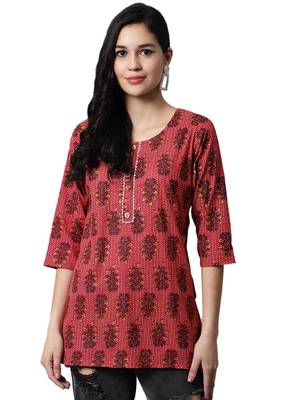 Red printed cotton cotton-kurtis 1