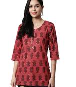Red printed cotton cotton-kurtis