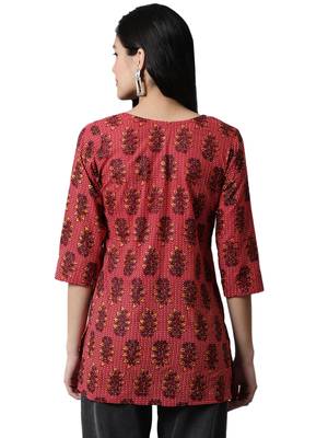 Red printed cotton cotton-kurtis 2