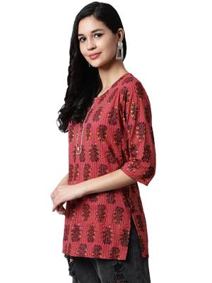 Red printed cotton cotton-kurtis 3