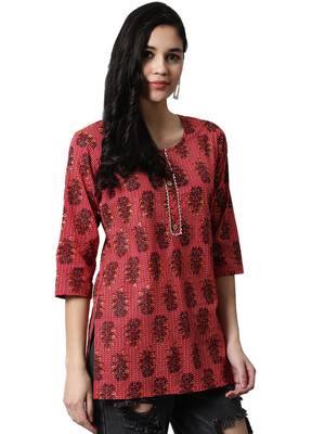 Red printed cotton cotton-kurtis 4