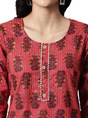 Red printed cotton cotton-kurtis 5