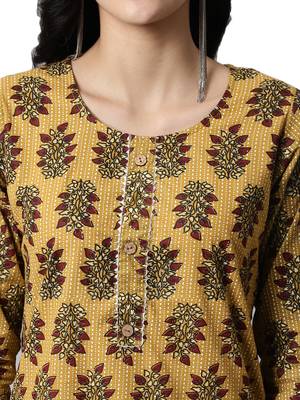 Mustard printed cotton cotton-kurtis 5