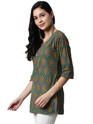Green printed cotton cotton-kurtis 3