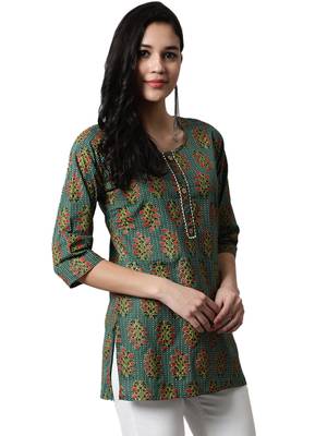 Green printed cotton cotton-kurtis 4