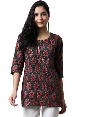 Black printed cotton cotton-kurtis 1