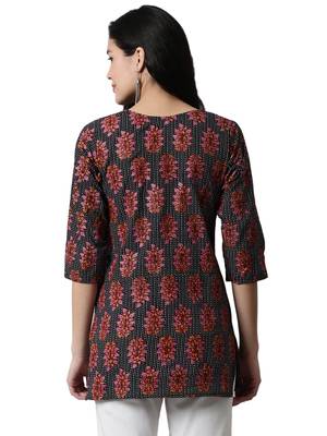 Black printed cotton cotton-kurtis 2