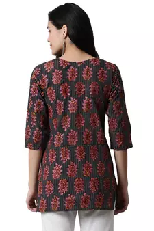 Black printed cotton cotton-kurtis