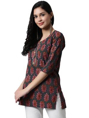 Black printed cotton cotton-kurtis 3