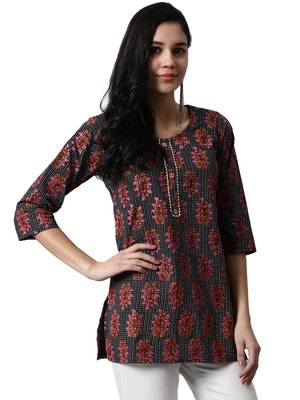 Black printed cotton cotton-kurtis 4