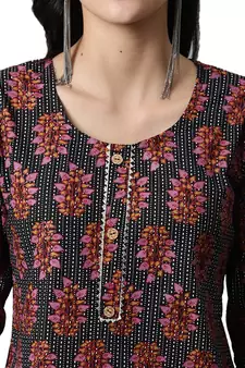 Black printed cotton cotton-kurtis
