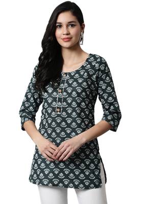 Green printed cotton cotton-kurtis 1