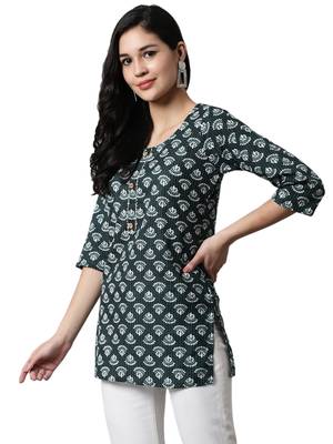 Green printed cotton cotton-kurtis 3