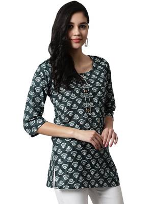 Green printed cotton cotton-kurtis 4