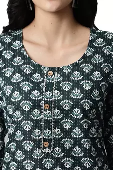 Green printed cotton cotton-kurtis