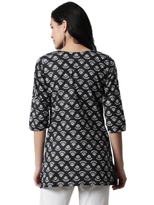 Black printed cotton cotton-kurtis 2