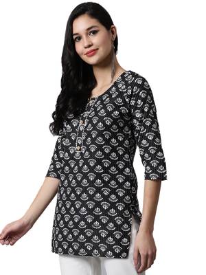 Black printed cotton cotton-kurtis 3