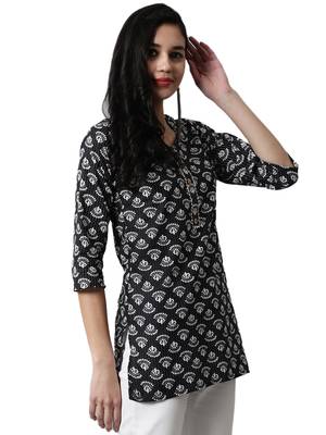 Black printed cotton cotton-kurtis 4
