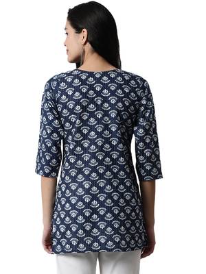 Blue printed cotton cotton-kurtis 2